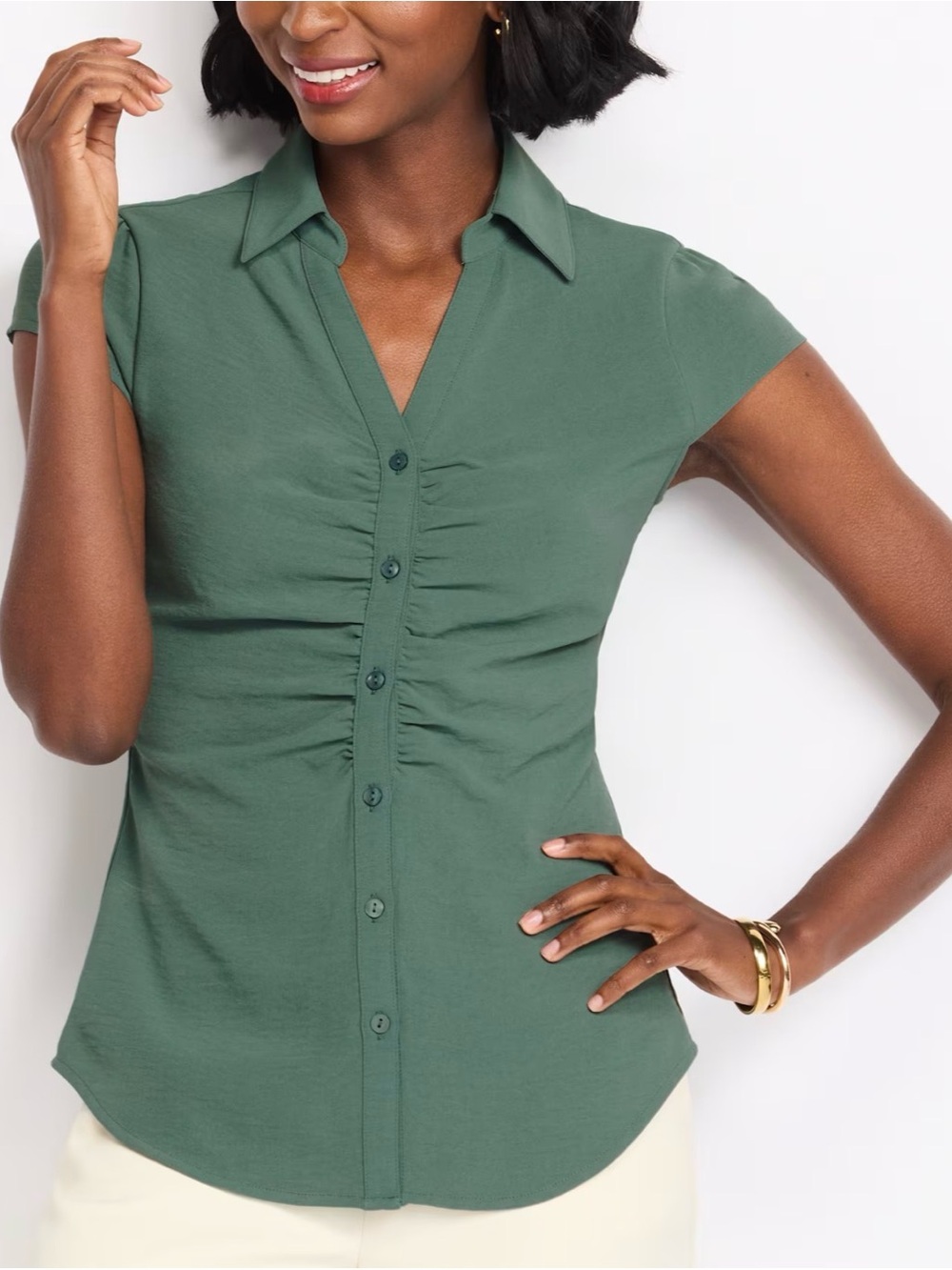 Montgomery Post Lilli Airette Blouse Green Medium NWT STITCH FIX